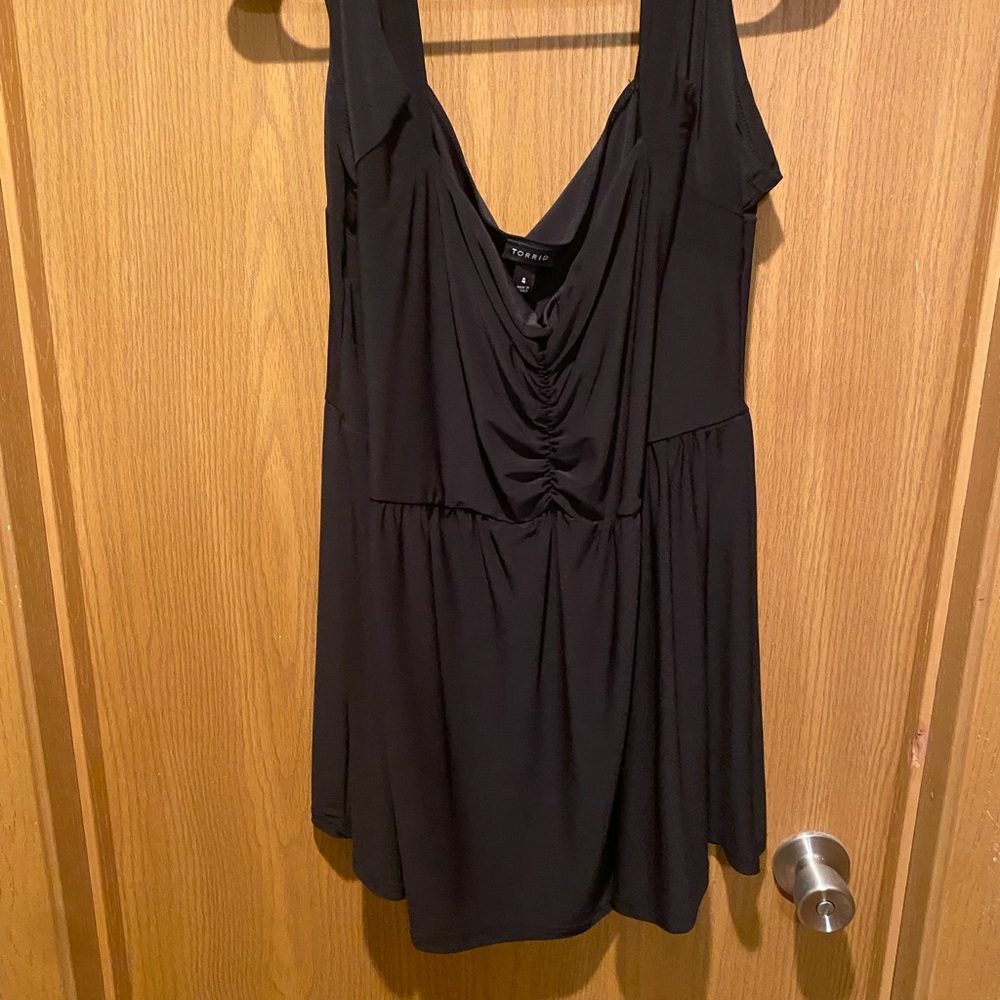Torrid cut out shoulder black baby doll dress